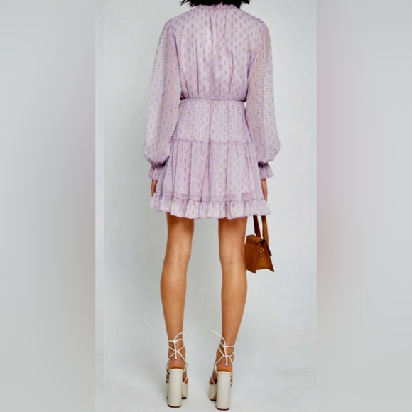 Tuckernut | o.p.t.. Lluvia Lilac Mini Skater Dress In Metallic Polka Dot. CL3 - Picture 7 of 8